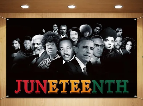 Miniatura 6 de Sunwer Juneteenth - Telón de fondo para cabina de fotos con personajes famosos afro americanos, 19 de junio de 1865, decoración del Día