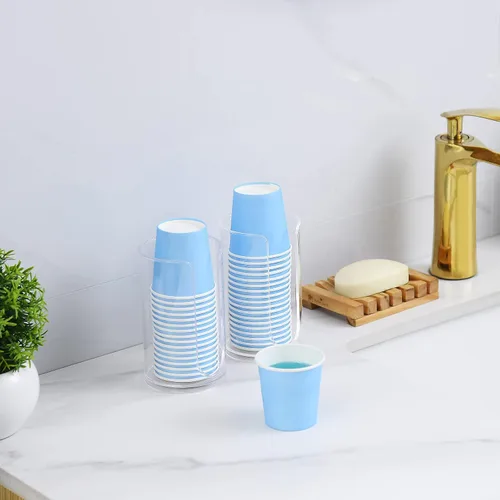 Miniatura 5 de VITVITI Paquete de 30 vasos para enjuague bucal de baño, taza de papel desechable de café de 3.7 onzas, taza pequeña para enjuague bucal/bebidas