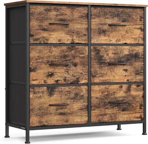 Miniatura 17 de SONGMICS Cómoda para dormitorio, cómoda, acero, MDF, 4 cajones de tela no tejida, unidad organizadora de almacenamiento, armario, entrada, negro