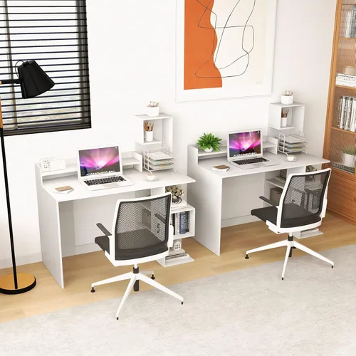 Miniatura 4 de Tangkula Escritorio para computadora con estantería de almacenamiento y gabinete, escritorio moderno de oficina en casa de 48 pulgadas con 8 Negro