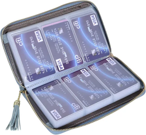 Miniatura 4 de Easyoulife - Monedero de cuero con cremallera, billetera portatarjetas para mujer, bloqueo RFID