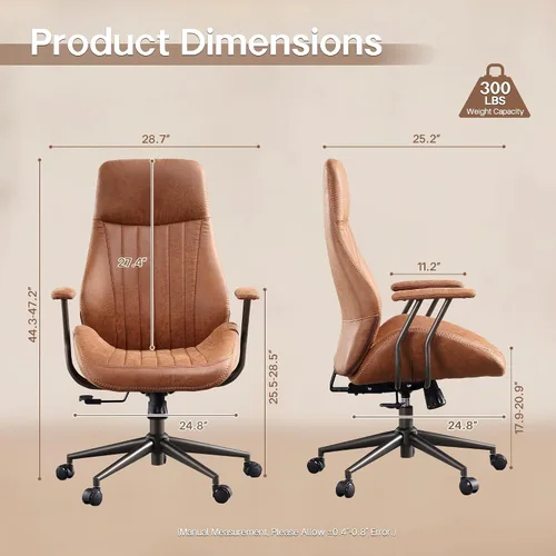 Miniatura 2 de HOOOWOOO Silla de Oficina Ergonómica, Silla de Escritorio Moderna de Computadora de Media Siglo, Silla Ejecutiva Cómoda con Asiento Extra Ancho