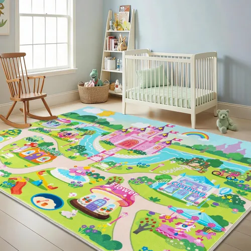 Miniatura 20 de Alfombra interactiva de juego para niños, de 4 x 6 pies, alfombra educativa para aprendizaje temprano con alfabeto, números, animales
