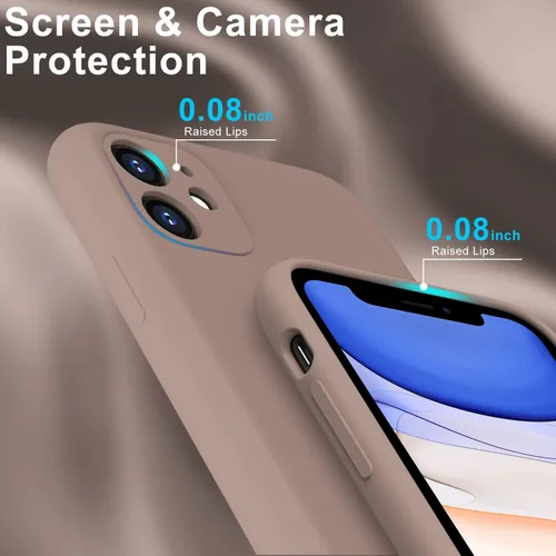 Miniatura 5 de DEENAKIN Funda compatible con iPhone 11 con protector de pantalla, silicona sedosa, funda de cámara mejorada, probada contra caídas de 16 pies