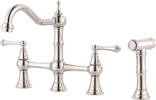 Miniatura 18 de Grifo de Cocina de Puente con Rociador Lateral, WOWOW Grifo de Cocina de Latón Macizo para Fregadero de 4 Agujeros Bronce Antiguo Grifo de Fregadero