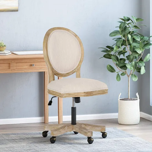 Miniatura 2 de Silla de oficina giratoria tapizada Pishkin - Beige/Natural