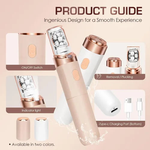 Miniatura 8 de Depiladora, depiladora facial para mujeres, PluxyEpil 2 en 1, eliminación suave de raíces para cabello grueso y fino, afeitadora eléctrica