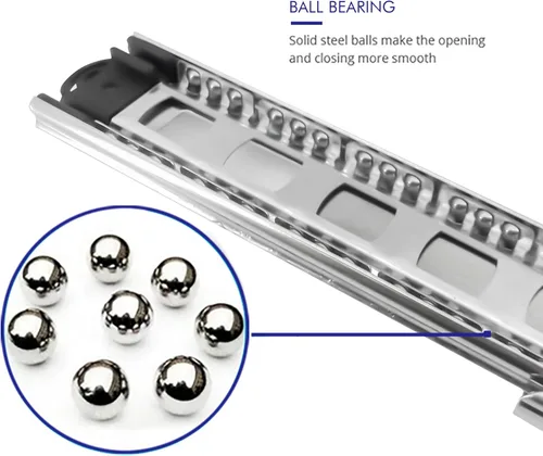 Miniatura 2 de 6 pares de deslizadores de cajón de 20 pulgadas de hardware de 3 secciones con rodamiento de bolas de extensión completa con montaje lateral