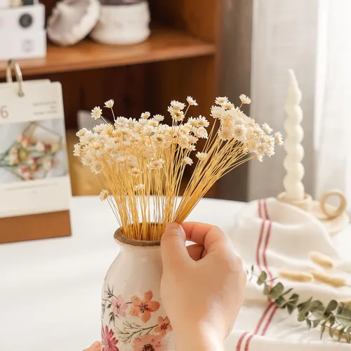 Miniatura 9 de Natural - Secas - Flores Margarita Estrella Pequeña Brasileña Seca Ramo Decorativo Mini Manzanilla para Arreglos Florales de Boda Decoraciones