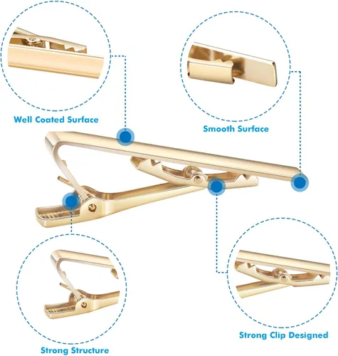 Miniatura 3 de Selizo 4 clips de corbata para hombre, Plata