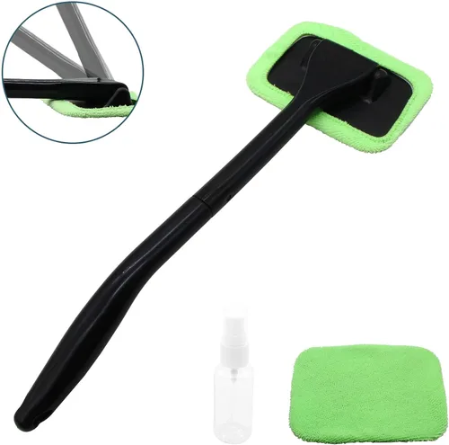Miniatura 8 de Kit limpiador de ventanas de automóvil, herramienta de limpieza de parabrisas con mango largo extensible y 2 almohadillas de microfibra lavables