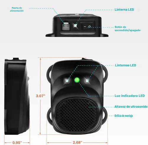 Miniatura 2 de Loraffe Repelente de roedores bajo el capó para motores de automóvil, disuasorio ultrasónico de ratón de 12 V 24 V con luces estroboscópicas LED