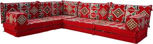 Miniatura 40 de arabicsofa Juego de sofás árabes tradicionales en forma de L - Sofás seccionales marroquíes - Asientos Majlis orientales para sala de estar