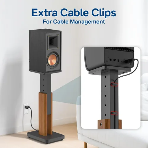 Miniatura 5 de Par de soportes ajustables en altura para altavoces de monitor de estudio y estantería - Soportes de pie para altavoces con grano de madera