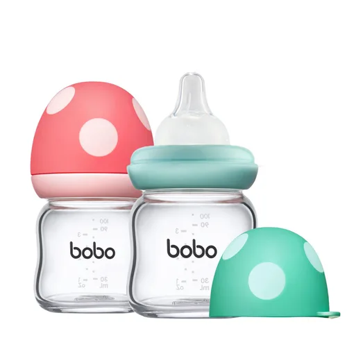 Miniatura 57 de YOHKOH Biberón de vidrio natural con pezón de flujo lento de nivel 1, biberones anticólicos para recién nacidos, botella de vidrio de cuello ancho