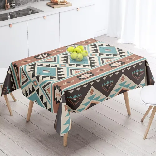 Miniatura 53 de Mantel azteca suroeste, diseño étnico tribal geométrico, estilo vintage, bohemio, elegante, lavable, para comedor, cocina, granja, fiesta