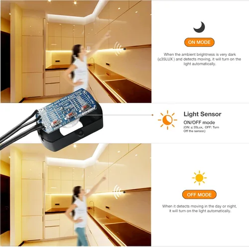 Miniatura 5 de Sensky Kit de tira de luz LED activada por movimiento de 19.7 pies/6m Tira de luz LED flexible con sensor de movimiento para dormitorio, caja fuerte