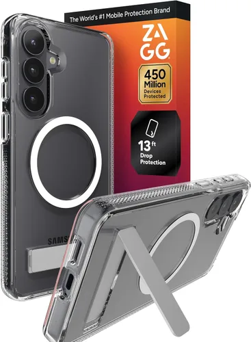 Miniatura 27 de ZAGG Crystal Palace - Funda para Samsung Galaxy S25 con función atril, transparente, protección contra caídas de 13 pies, antiamarilleo, reforzado