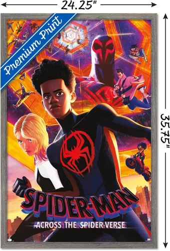 Miniatura 3 de Marvel Spider-Man: Across The Spider-Verse - Póster de pared de hoja del grupo uno, 34 pulgadas de largo x 22.4 pulgadas de ancho, versión enmarcada