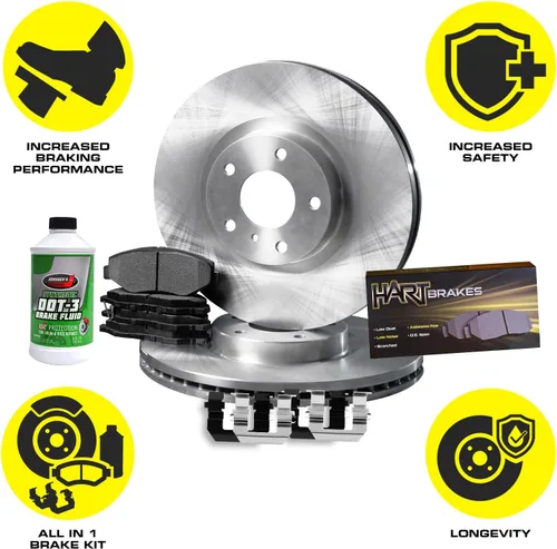 Miniatura 4 de Hart Brakes Kit Frenos y Rotores Delanteros Pastillas de Freno Delanteros Rotores y Pastillas de Freno Pastillas de Freno y Rotores