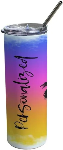 Miniatura 35 de Come On Babe Let's Go Party – Personalizar con nombre – Vaso de viaje de acero inoxidable blanco de 20 onzas con popote – Aislamiento al vacío