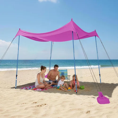 Miniatura 22 de CROWN SHADES Tienda de campaña de playa de 7 x 7, toldo de playa fácil de desplegar, UPF50+, 2 postes ajustables, turquesa