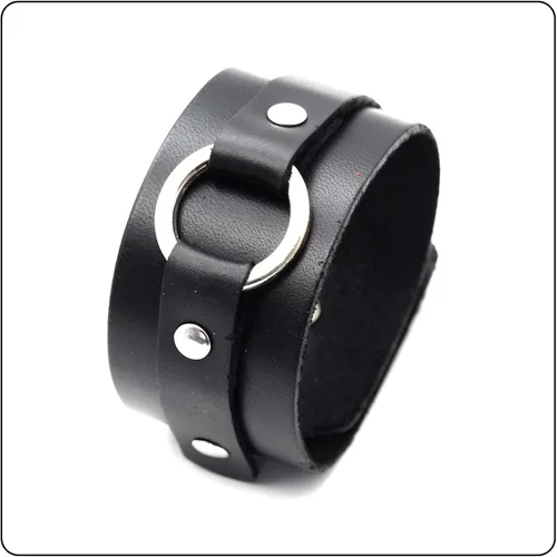 Miniatura 5 de Pulsera de cuero ancha con patrón de círculo punk rock