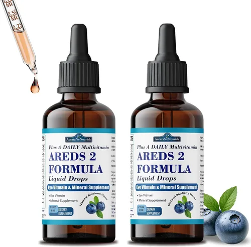 Miniatura 10 de AREDS 2 + Formula Liquid Drops for Macular Health, suplemento 22 en 1 de vitaminas y minerales para los ojos con luteína y zeaxantina, cobre, zinc