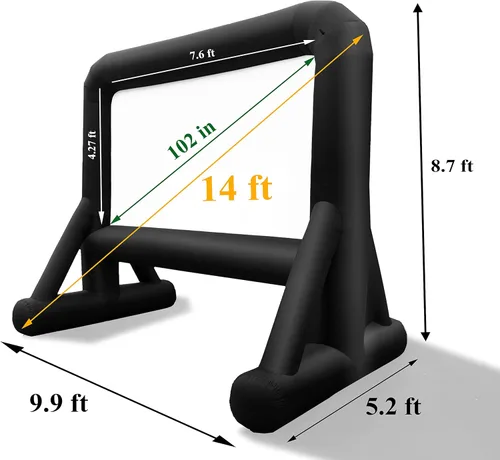 Miniatura 6 de Pantalla de cine inflable de 14 pies, pantalla de proyector al aire libre para exteriores, patio trasero, noche de cine, fácil instalación, pantalla