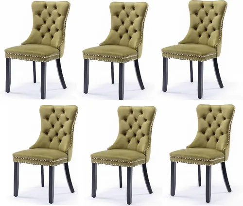 Miniatura 48 de Juego de 6 sillas de comedor modernas para sala de estar, cocina, patas de madera maciza, cojín acolchado de tela de lino, asiento y respaldo