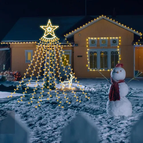 Miniatura 4 de VTZNOJ 350 LED Guirnalda de luces de estrella para decoración de Navidad, impermeables, luces de cascada estrelladas con 8 modos de luz, control
