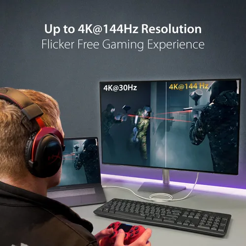 Miniatura 3 de j5create Cable USB-C a DisplayPort - 4K a 144Hz, 3.9 pies, cable tipo C a DP, compatible con iPhone 15 Pro/Max, MacBook Pro/Air, iPad Pro, XPS