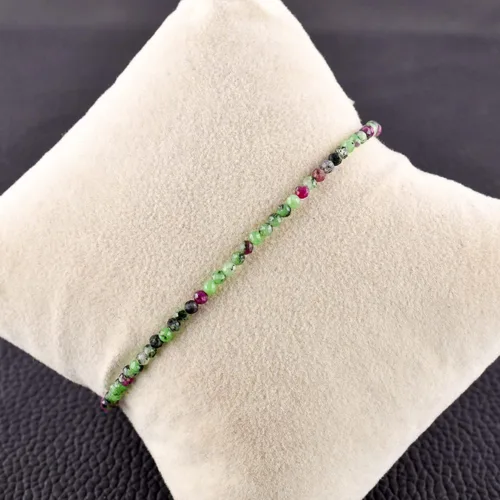 Miniatura 27 de Natural Gemstone Micro Beads Dainty Bangle Bracelet, Handmade Birthstone Jewelry, Healing Chakra Crystals, Silver Plated 8 inch, Birthday Gift for