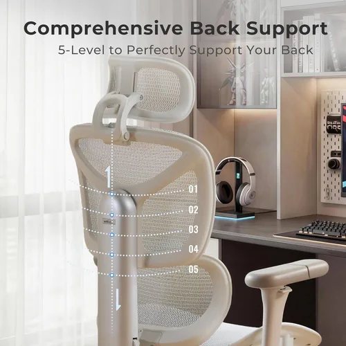 Miniatura 8 de WELAX S9 Pro - Silla de oficina ergonómica de malla con reposapiés y reposabrazos ajustables 6D, silla de escritorio cómoda, profundidad del asiento