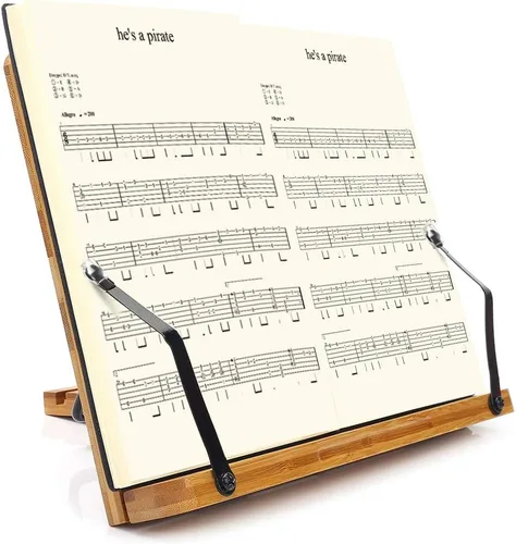 Miniatura 7 de wishacc Soporte de libros de bambú, bandeja ajustable para libros y clips de papel para páginas - Escritorio de lectura para libros de cocina