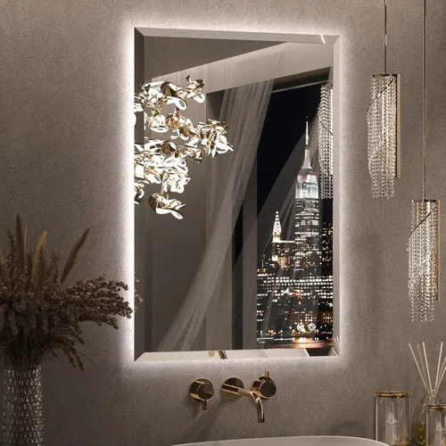 Miniatura 17 de Keonjinn - Espejo de 48x30 pulg retroiluminado LED para baño/tocador, luz de 3 colores ajustables blanca/cálida/natural, lúmenes altos, montaje
