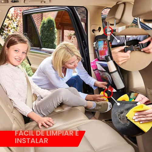 Miniatura 5 de Helteko Organizador de asiento trasero de automóvil, protector de asiento trasero con soporte para tableta de pantalla táctil, organizador