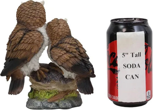 Miniatura 4 de Ebros - Estatua romántica de 2 búhos grandes cuernos para pareja en tocón de árbol, 6.25 pulgadas de alto, amor caprichoso de San Valentín, bosque