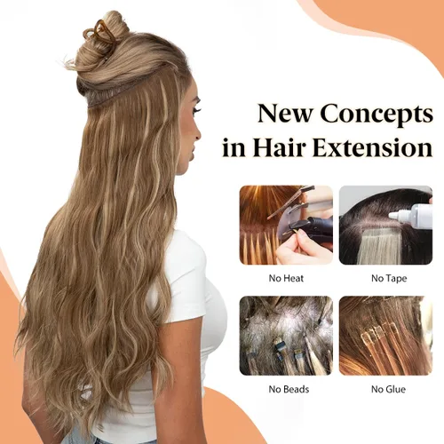 Miniatura 6 de Extensiones de cabello de alambre transparente invisible con 3 clips seguros, diadema ajustable, tamaño ondulado, rizado, largo, sintético