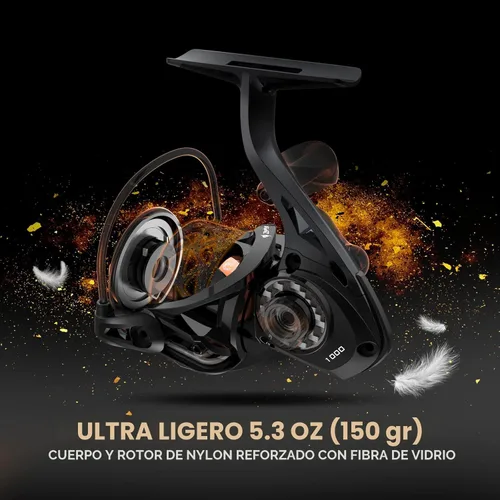 Miniatura 3 de KastKing Zephyr Spinning Reels – 7+1/6+1 BB – Carbon Fiber Drag – Stainless Steel Shaft – Aluminum & CNC Spool – Black/Green/Orange – Sizes 500/1000