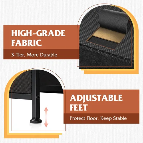 Miniatura 7 de WLIVE Cómoda de 8 cajones para dormitorio, cómoda de tela negra con gran unidad de cajones de almacenamiento para entrada, cómoda de cajones