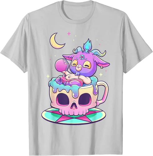 Miniatura 48 de Kawaii Pastel Goth Cute espeluznante Pentáculo Baphomet - Camiseta de cabra, Negro