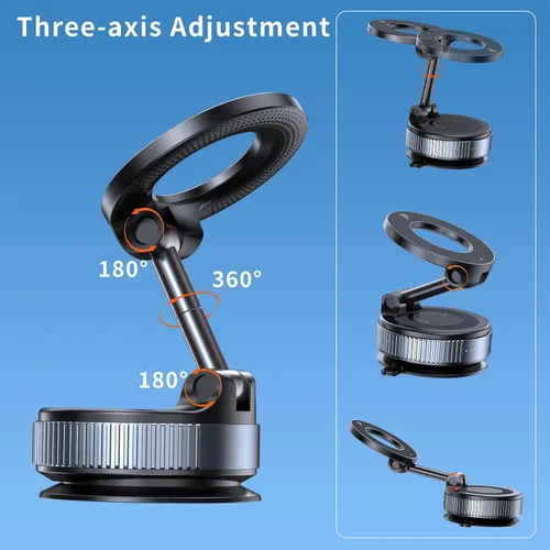 Miniatura 2 de Soporte magnético de teléfono para automóvil al vacío, soporte de teléfono con succión de rotación de 360°, soporte magnético plegable para tu