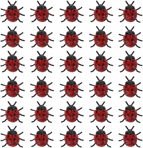 Homoyoyo 30 figuras de mariquita falsa realistas para Halloween, broma, fiesta, decoración de jardín para niños, manualidades, accesorios de aula,