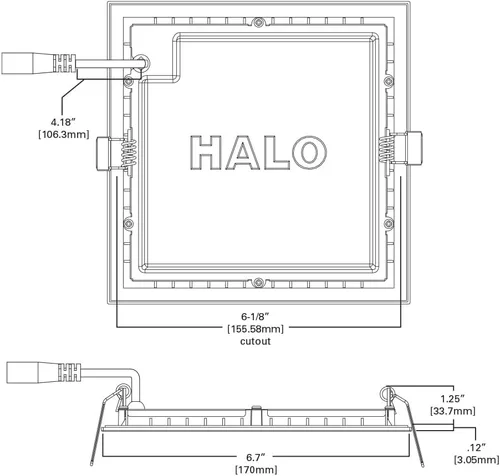 Miniatura 3 de HALO HLB Luz LED Ultra-Delgada Empotrada Cuadrada Sin Lata de 6 Pulgadas para Techo y Ducha 975 Lúmenes 5 Temperaturas de Color Clasificación Húmeda