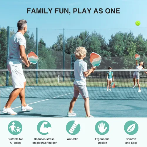 Miniatura 5 de niupipo Pickleball Paddles Set of 2/4/1, USAPA Approved Carbon Fiber & Fiberglass Hybrid, Easy Power, Polypropylene Honeycomb Core, Cushioned 4.72