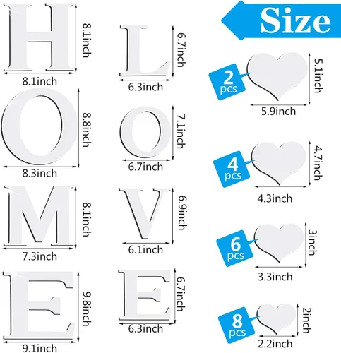 Miniatura 2 de Letras 3D para el hogar, decoración de pared, espejo acrílico, calcomanías de pared para sala de estar, letras de amor y corazones
