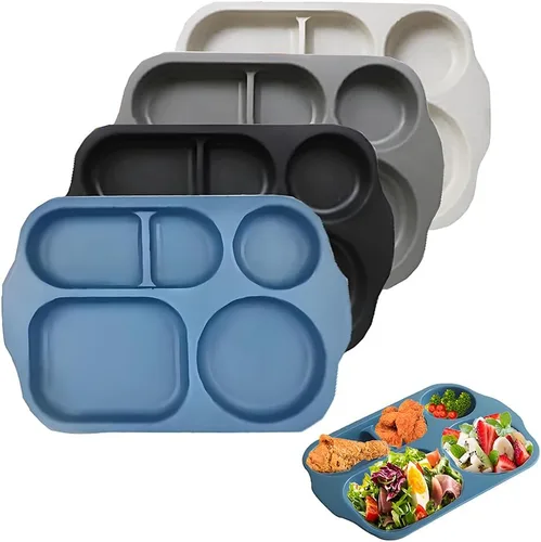 Miniatura 9 de RUIBOLU Platos divididos grandes de 12 pulgadas para niños y adultos, placa de control de porciones de paja de trigo, platos de plástico