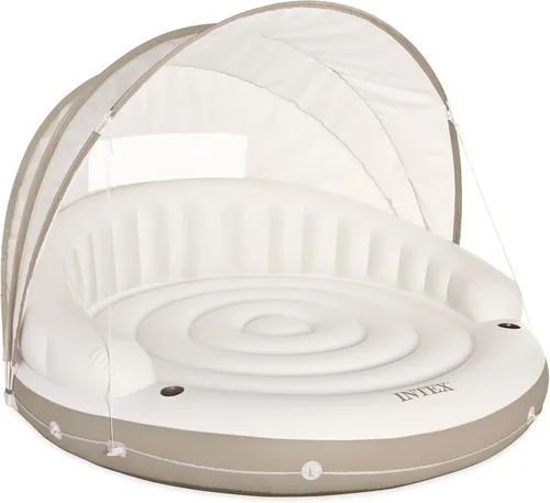 INTEX 58292EP Canopy Island Flotador inflable para piscina: cómoda superficie de descanso - portavasos integrados - Parasol desmontable - Capacidad