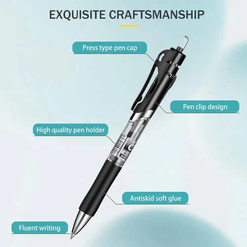 Miniatura 4 de Bolígrafos de gel, bolígrafos de gel retráctiles, escritura suave, gran capacidad, adecuados para trabajar o estudiar, paquete de 12, 0.028 in Negro